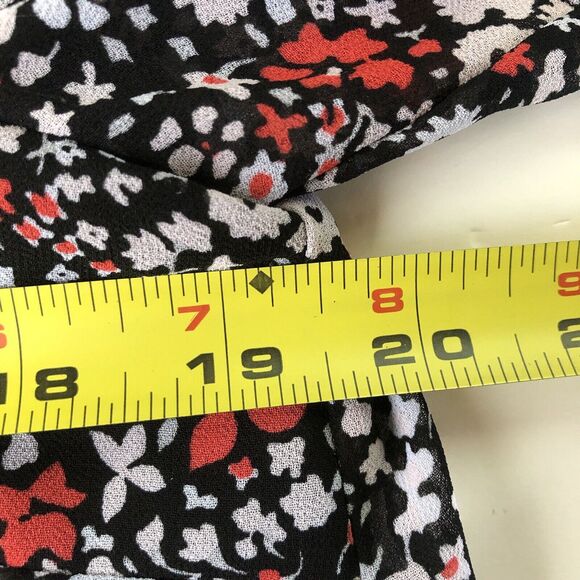 Michael Kors Womens Floral Short Sleeve Blouse Split Back Sheer Size Medium - Picture 5 of 13